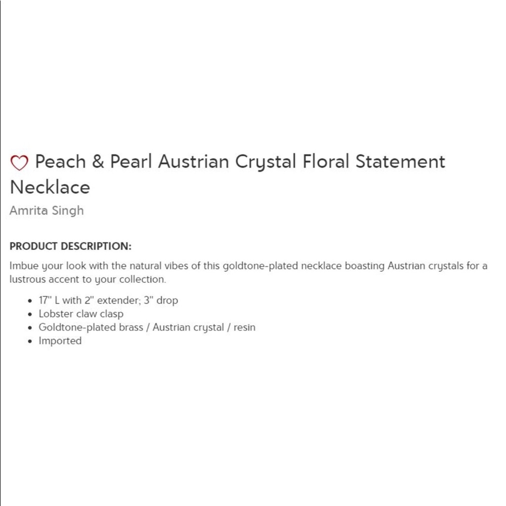 🎉 HP 🎉 NWT Amrita Singh Peach & Pearl Necklace - Picture 8 of 8